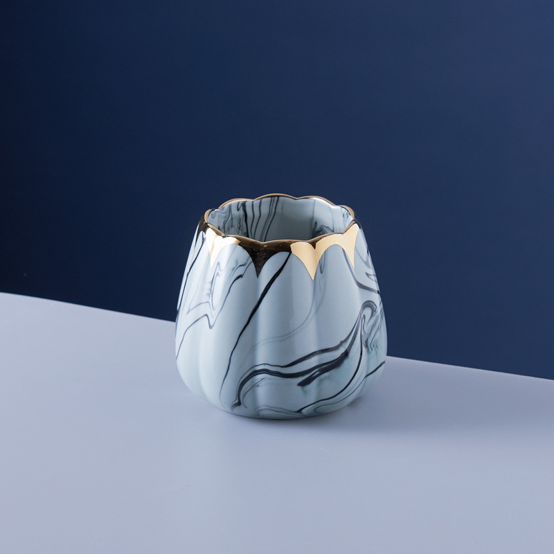Set nordic din oțel inoxidabil pentru fructe: furculiță și lingură cu recipient ceramic de depozitare, design marmorat pentru uz casnic