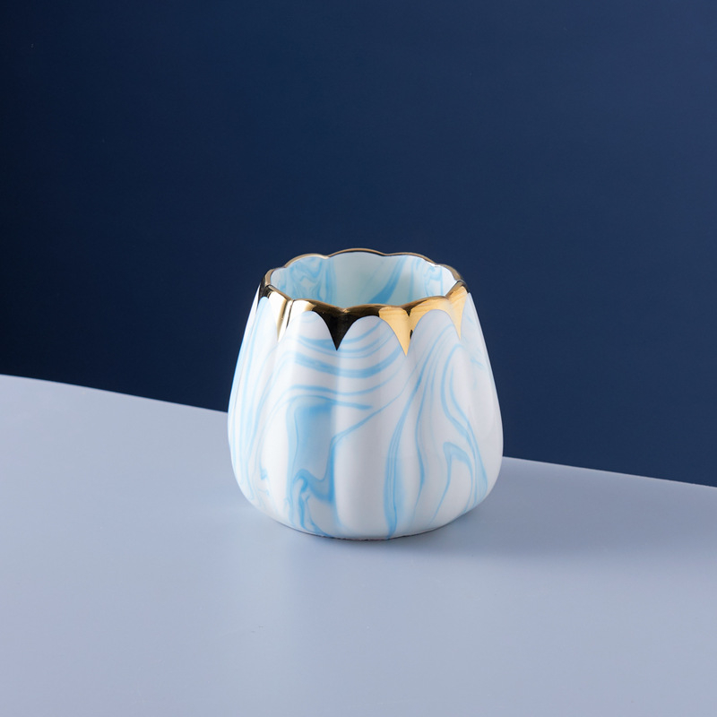 Set nordic din oțel inoxidabil pentru fructe: furculiță și lingură cu recipient ceramic de depozitare, design marmorat pentru uz casnic
