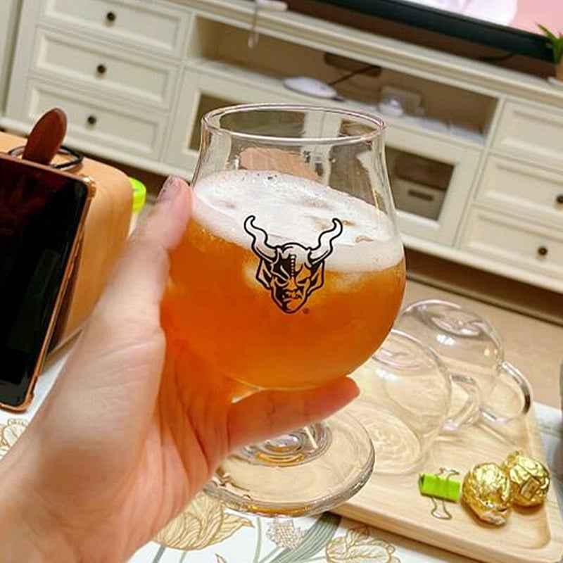IPA чаша за бира в стил лале, с късо и високо стебло, печат на лого