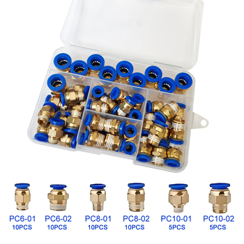 Set din plastic PU cu conectare directă, 50 de bucăți, conține 60 conectori PC și 72 de conectori pneumatice