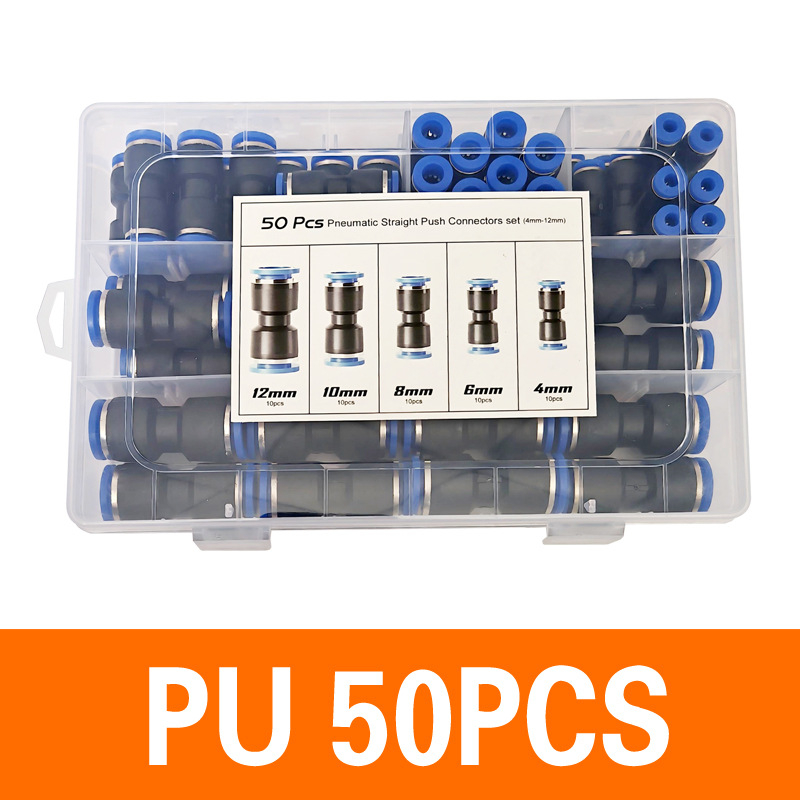 Set din plastic PU cu conectare directă, 50 de bucăți, conține 60 conectori PC și 72 de conectori pneumatice