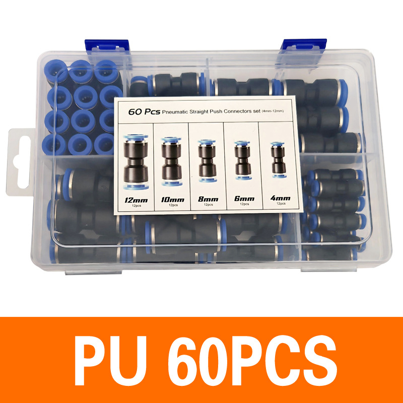 Set din plastic PU cu conectare directă, 50 de bucăți, conține 60 conectori PC și 72 de conectori pneumatice