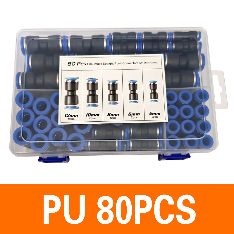 Set din plastic PU cu conectare directă, 50 de bucăți, conține 60 conectori PC și 72 de conectori pneumatice