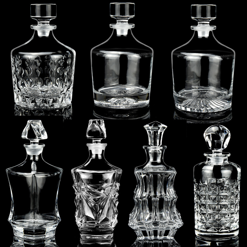 Decantor de vin din cristal european, cu capac – set de sticle de vin