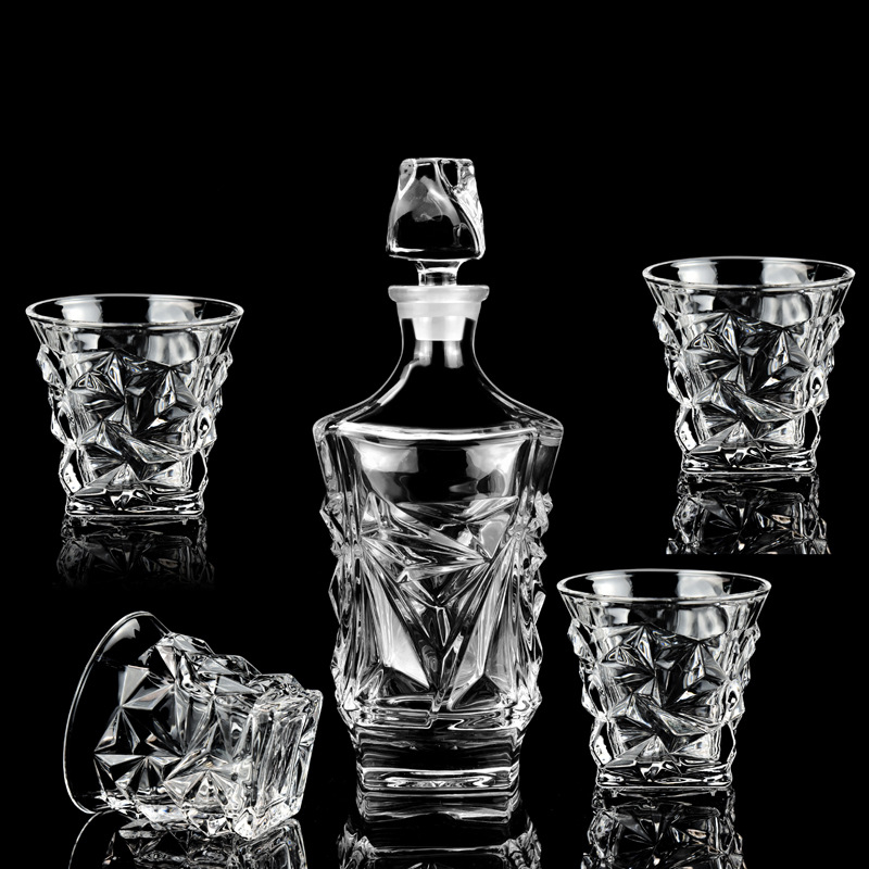 Decantor de vin din cristal european, cu capac – set de sticle de vin