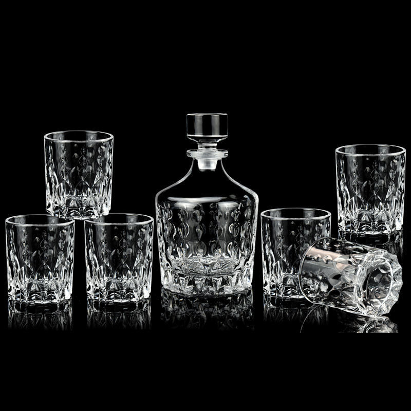 Decantor de vin din cristal european, cu capac – set de sticle de vin