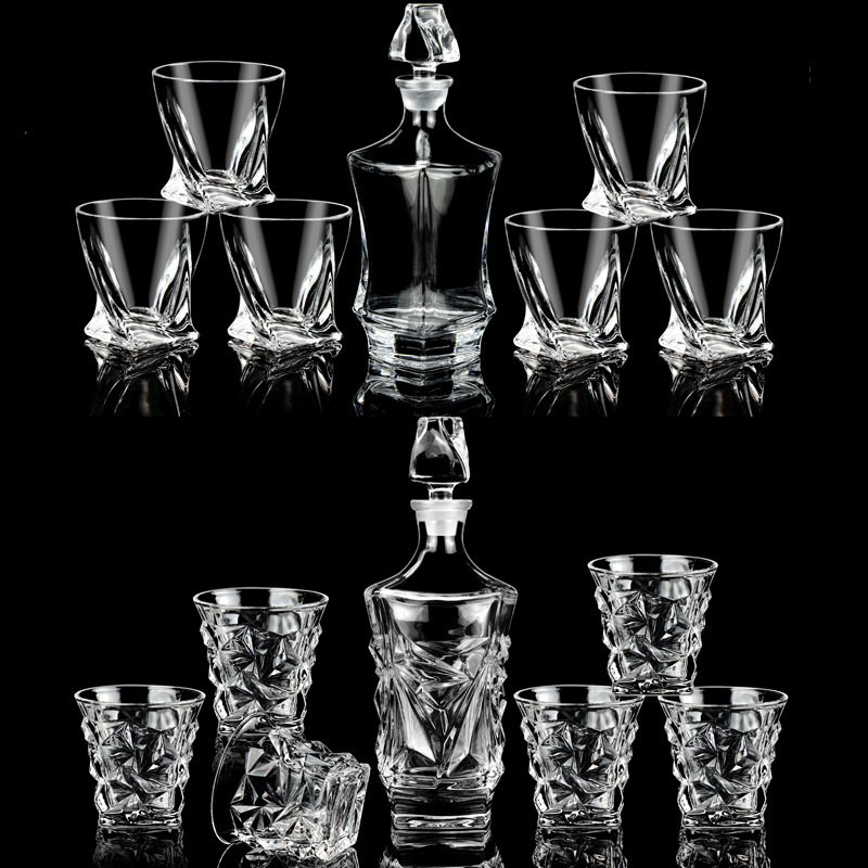 Decantor de vin din cristal european, cu capac – set de sticle de vin