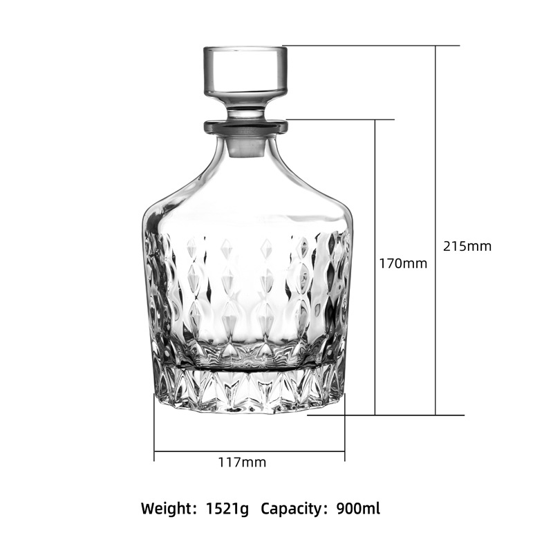 Decantor de vin din cristal european, cu capac – set de sticle de vin