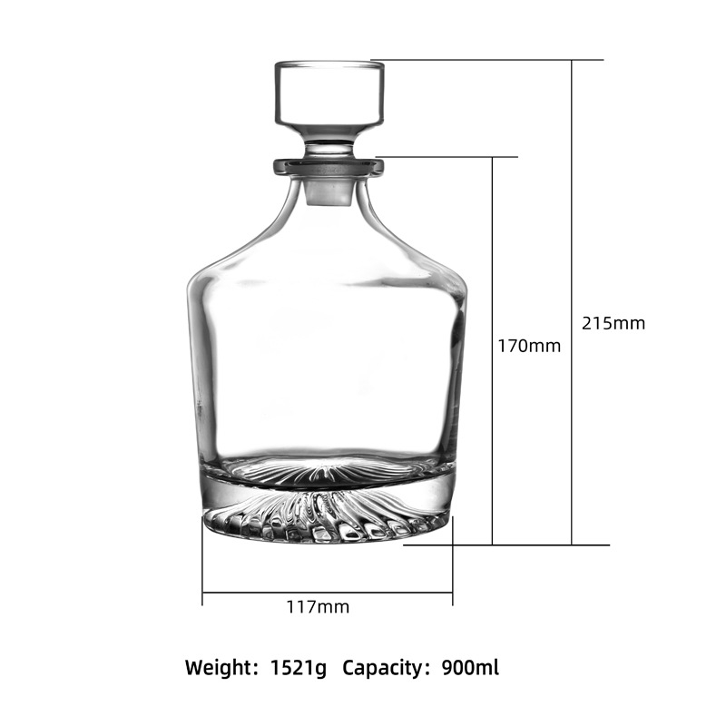 Decantor de vin din cristal european, cu capac – set de sticle de vin