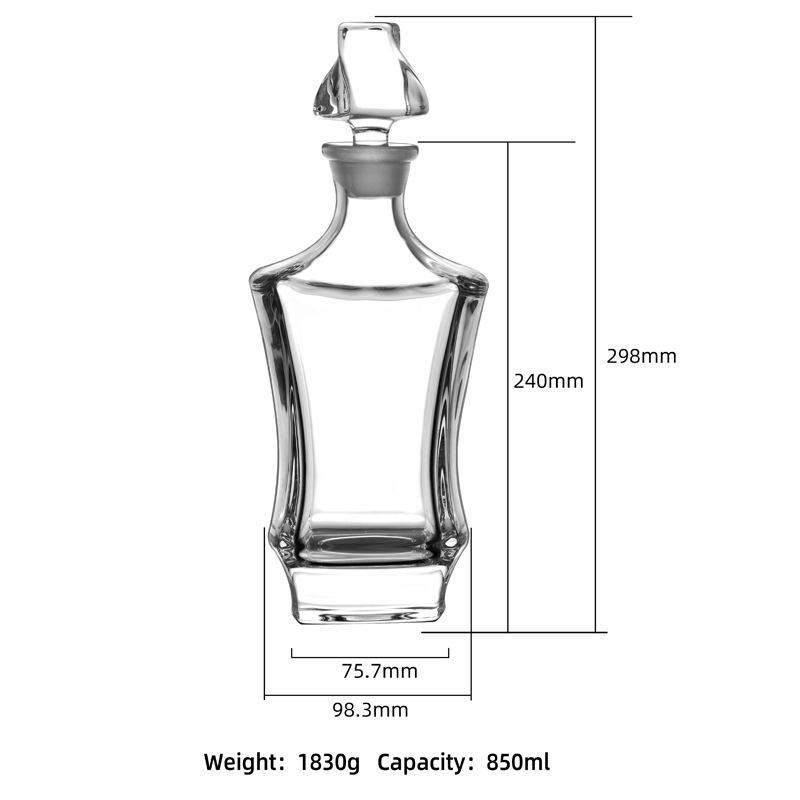 Decantor de vin din cristal european, cu capac – set de sticle de vin