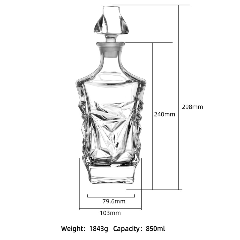 Decantor de vin din cristal european, cu capac – set de sticle de vin