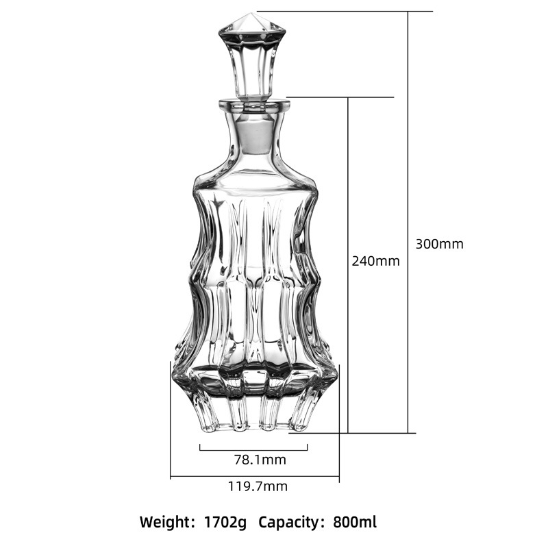 Decantor de vin din cristal european, cu capac – set de sticle de vin