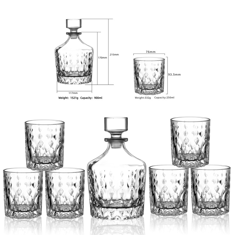 Decantor de vin din cristal european, cu capac – set de sticle de vin