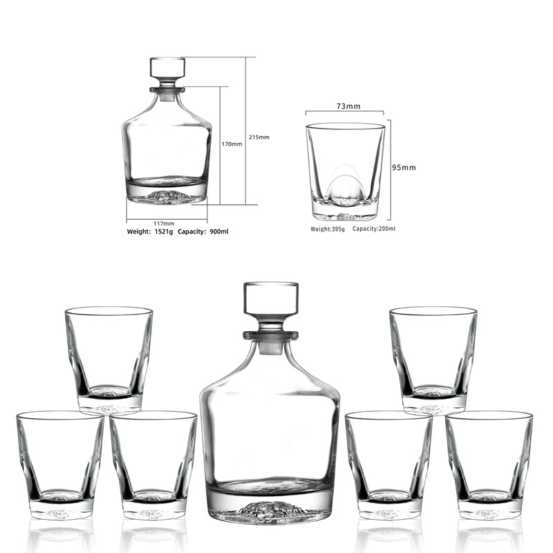 Decantor de vin din cristal european, cu capac – set de sticle de vin