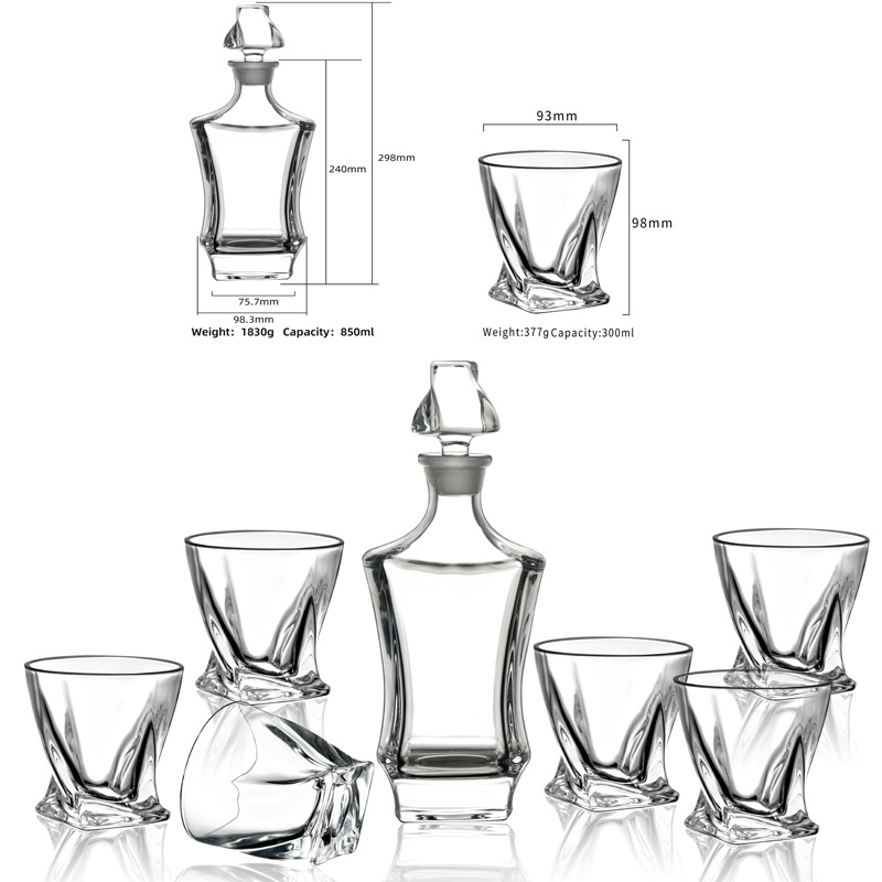 Decantor de vin din cristal european, cu capac – set de sticle de vin