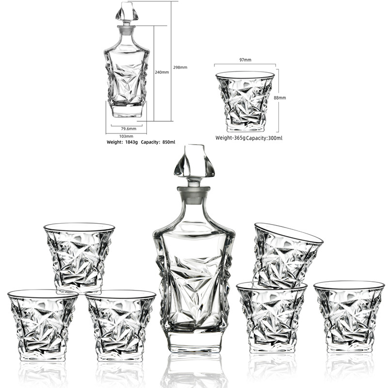 Decantor de vin din cristal european, cu capac – set de sticle de vin
