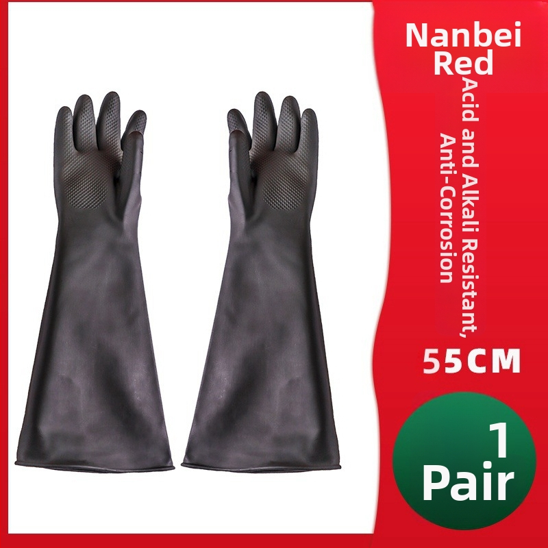 Latexové rukavice odolné kyselinám a zásadám, priemyselné, olejovzdorné, vodotesné, protišmykové, čierne, North Tower