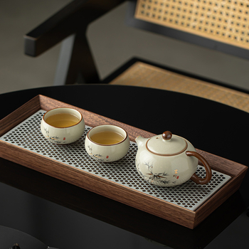 Set Gongfu de ceai cu ceainic și două cești, compact pentru uz casnic pentru două persoane, porțelan, în cutie cadou