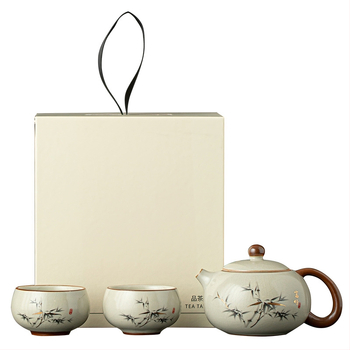 Set Gongfu de ceai cu ceainic și două cești, compact pentru uz casnic pentru două persoane, porțelan, în cutie cadou