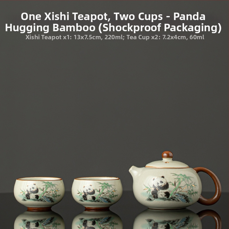 Set Gongfu de ceai cu ceainic și două cești, compact pentru uz casnic pentru două persoane, porțelan, în cutie cadou