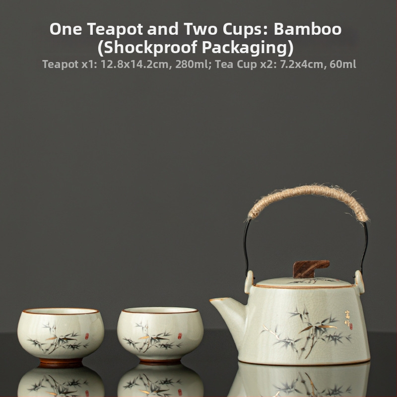 Set Gongfu de ceai cu ceainic și două cești, compact pentru uz casnic pentru două persoane, porțelan, în cutie cadou