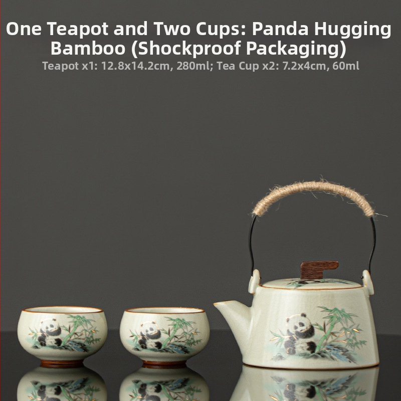 Set Gongfu de ceai cu ceainic și două cești, compact pentru uz casnic pentru două persoane, porțelan, în cutie cadou