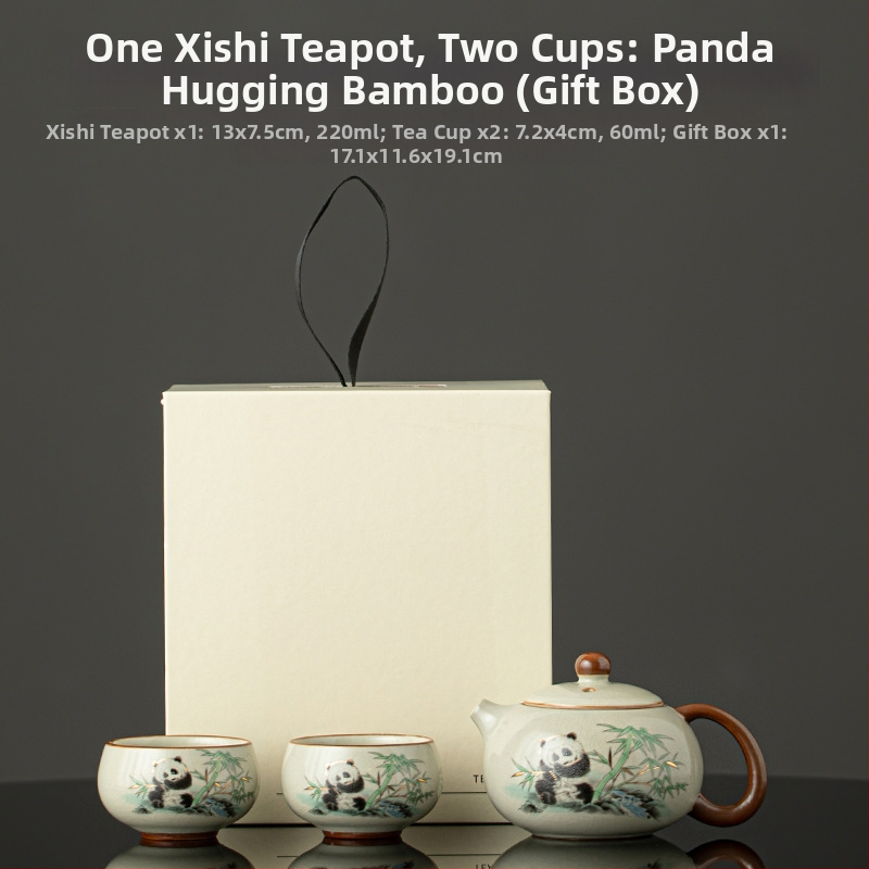 Set Gongfu de ceai cu ceainic și două cești, compact pentru uz casnic pentru două persoane, porțelan, în cutie cadou