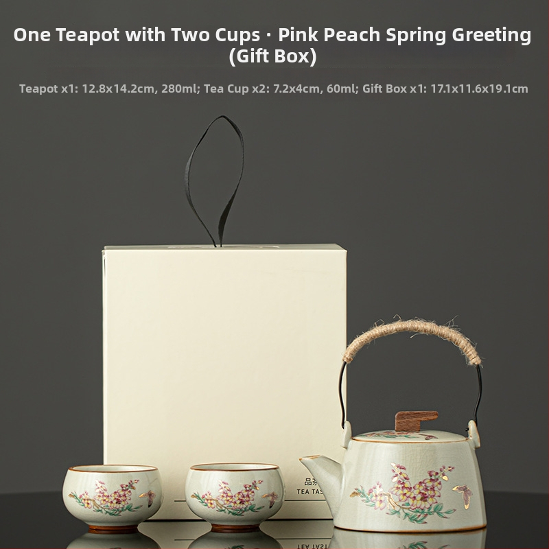 Set Gongfu de ceai cu ceainic și două cești, compact pentru uz casnic pentru două persoane, porțelan, în cutie cadou
