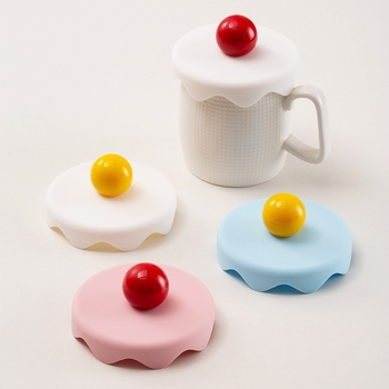 Capac de cană din silicon Macaron – gros, rezistent la praf, alimentar, universal pentru ceai, design drăguț cu desene animate