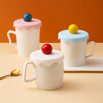 Capac de cană din silicon Macaron – gros, rezistent la praf, alimentar, universal pentru ceai, design drăguț cu desene animate