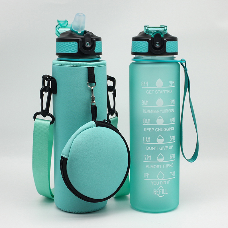 Husă pentru sticlă de apă de 1000 ml, cu mâner și curea, protecție pentru activități în aer liber