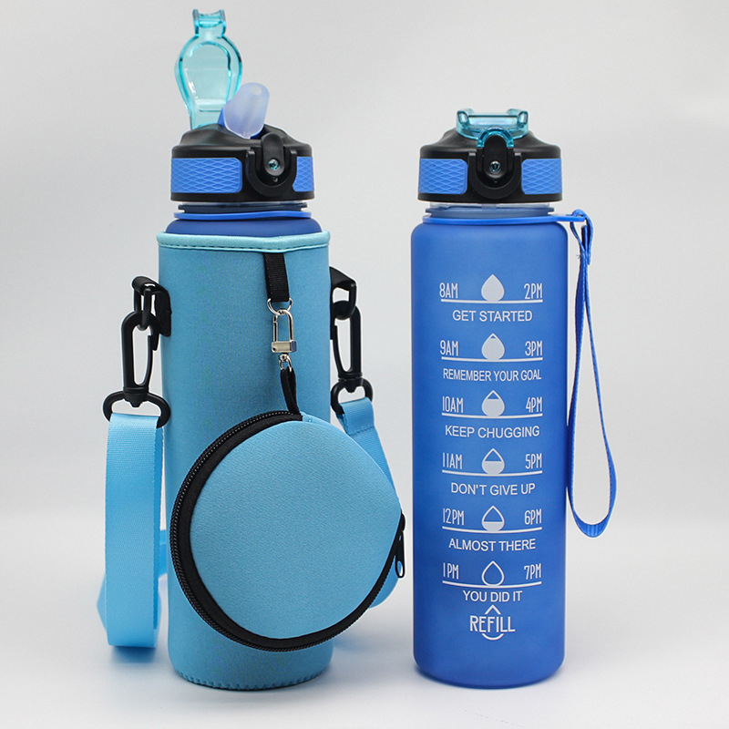 Husă pentru sticlă de apă de 1000 ml, cu mâner și curea, protecție pentru activități în aer liber