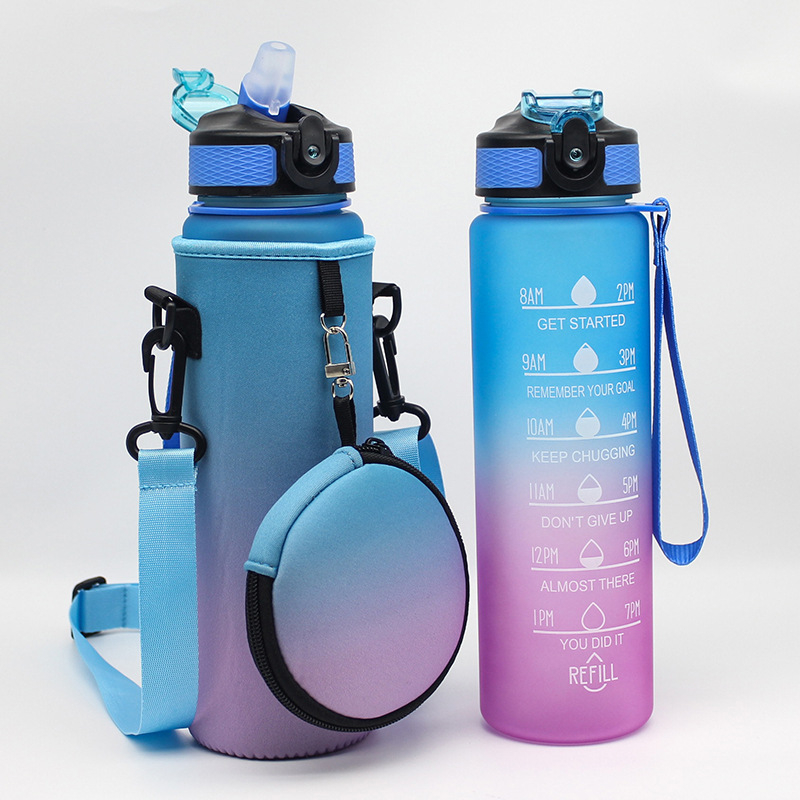 Husă pentru sticlă de apă de 1000 ml, cu mâner și curea, protecție pentru activități în aer liber