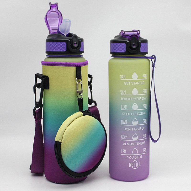 Husă pentru sticlă de apă de 1000 ml, cu mâner și curea, protecție pentru activități în aer liber