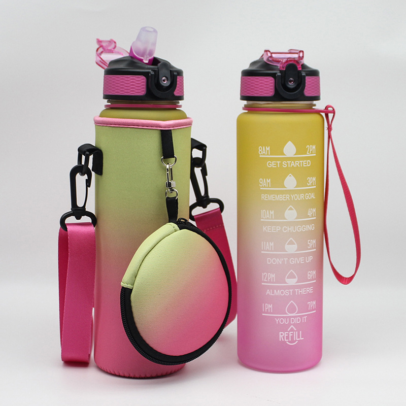 Husă pentru sticlă de apă de 1000 ml, cu mâner și curea, protecție pentru activități în aer liber