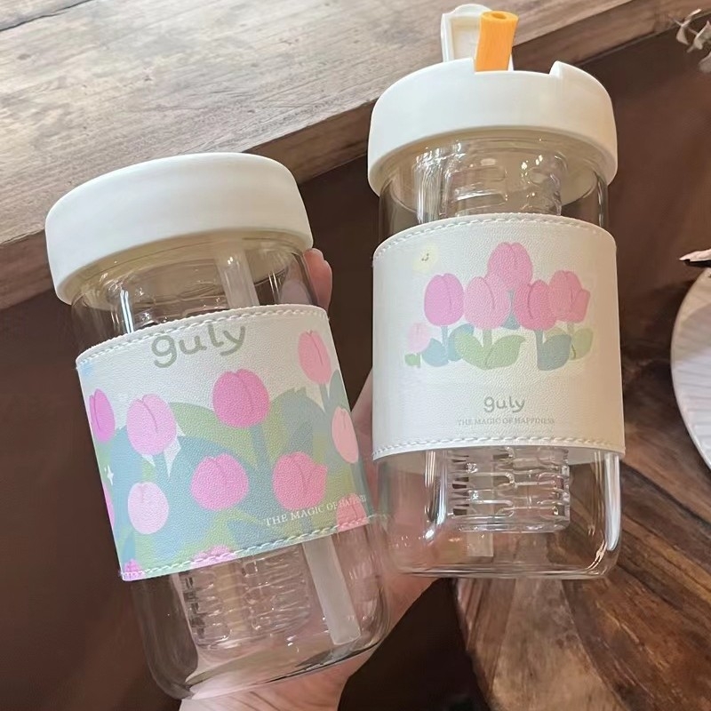 Husă PU din piele pentru pahar de ceai cu lapte și pahar din plastic, izolație, în mai multe stiluri