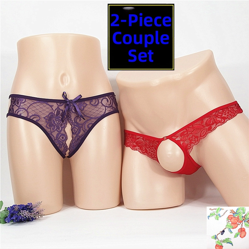 Dámske crotchless string, priehľadný sieťovaný (mesh) dizajn, veľkosť plus; pánske T-back spodné prádlo