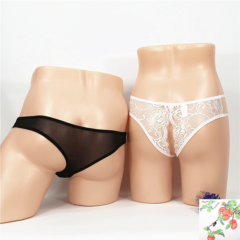 Női crotchless tanga, dizájn áttetsző háló (mesh) mintázat, nagy méret; férfi T-back alsónemű
