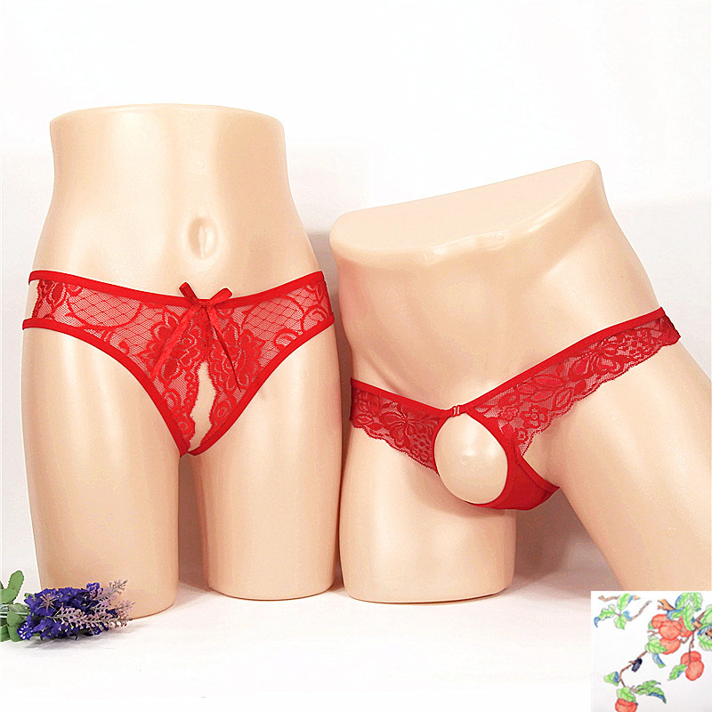 Női crotchless tanga, dizájn áttetsző háló (mesh) mintázat, nagy méret; férfi T-back alsónemű