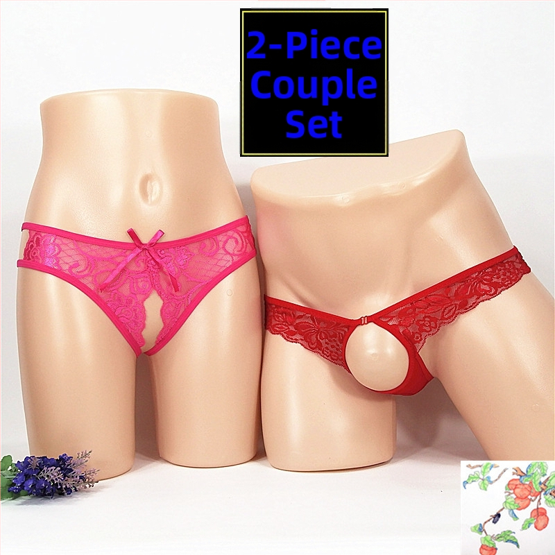 Dámske crotchless string, priehľadný sieťovaný (mesh) dizajn, veľkosť plus; pánske T-back spodné prádlo