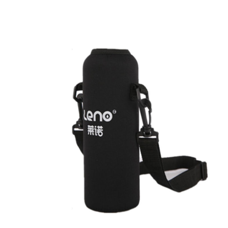 Leno husă pentru sticlă din oțel inoxidabil, țesătură neagră de costum de scufundare, suport portabil pentru exterior cu curea de umăr