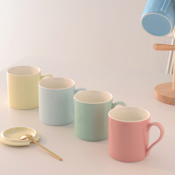 Cană creativă cu capac, culoare macarons, pentru uz casnic, ceașcă de ceai de după-amiază pentru cupluri, cană pentru birou, cafea