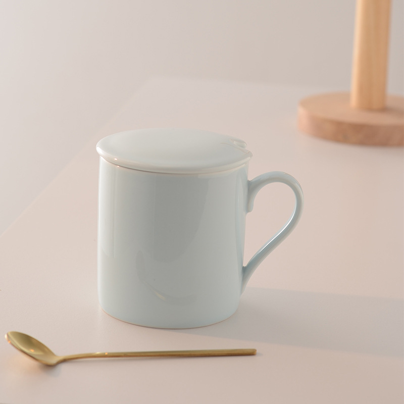 Cană creativă cu capac, culoare macarons, pentru uz casnic, ceașcă de ceai de după-amiază pentru cupluri, cană pentru birou, cafea