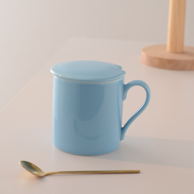 Cană creativă cu capac, culoare macarons, pentru uz casnic, ceașcă de ceai de după-amiază pentru cupluri, cană pentru birou, cafea