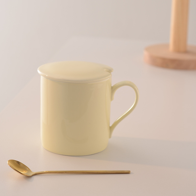 Cană creativă cu capac, culoare macarons, pentru uz casnic, ceașcă de ceai de după-amiază pentru cupluri, cană pentru birou, cafea