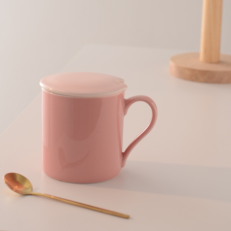 Cană creativă cu capac, culoare macarons, pentru uz casnic, ceașcă de ceai de după-amiază pentru cupluri, cană pentru birou, cafea