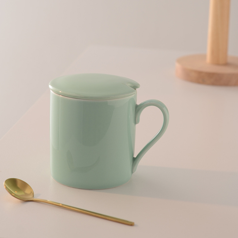 Cană creativă cu capac, culoare macarons, pentru uz casnic, ceașcă de ceai de după-amiază pentru cupluri, cană pentru birou, cafea
