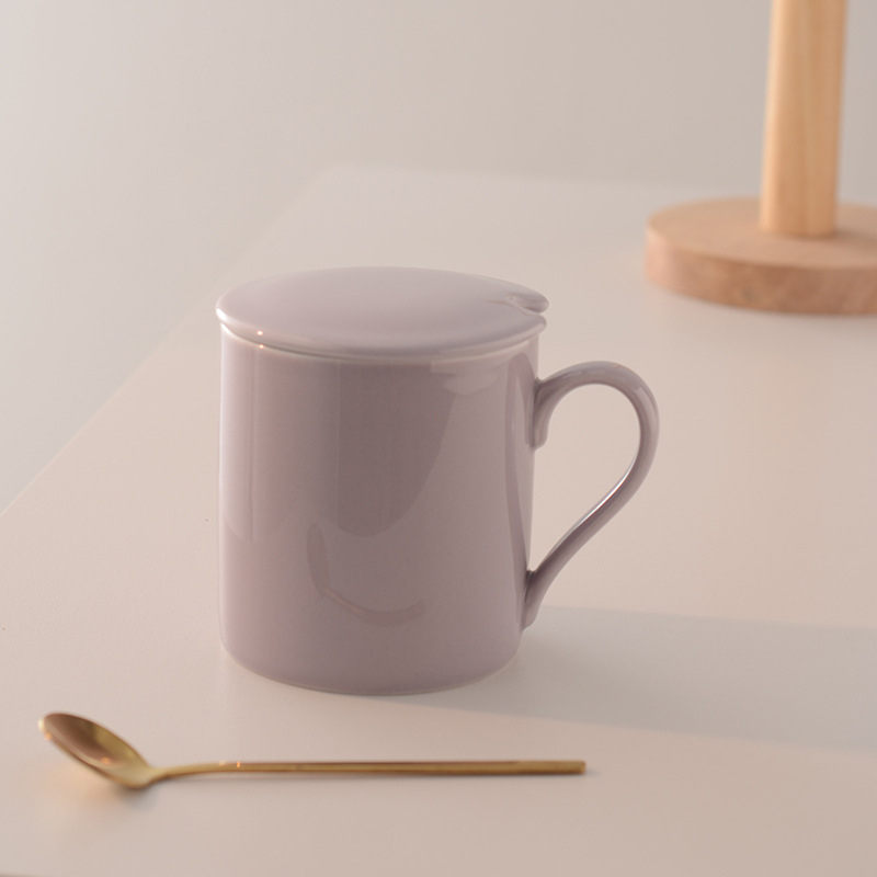 Cană creativă cu capac, culoare macarons, pentru uz casnic, ceașcă de ceai de după-amiază pentru cupluri, cană pentru birou, cafea