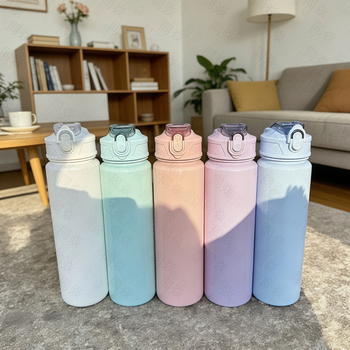 Pahar din plastic pentru apă cu imprimare UV, cu pai, design modern minimalist