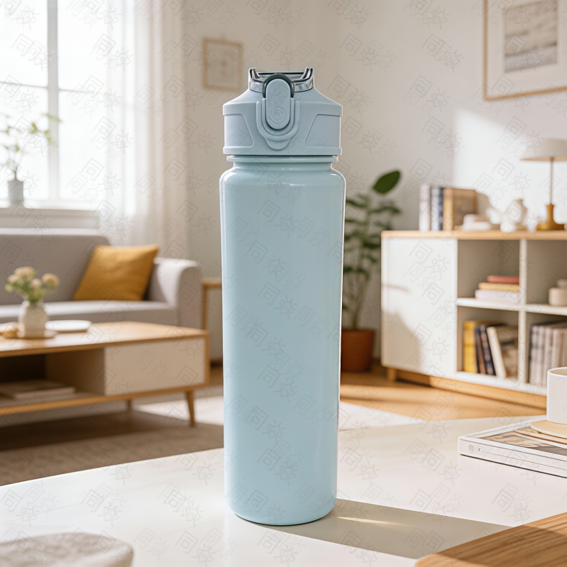 Pahar din plastic pentru apă cu imprimare UV, cu pai, design modern minimalist